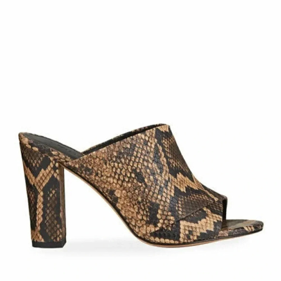 Vince Size 9 Snake Print Leather Heath Cross Strap Block Heel Mule in Senegal - Picture 2 of 6